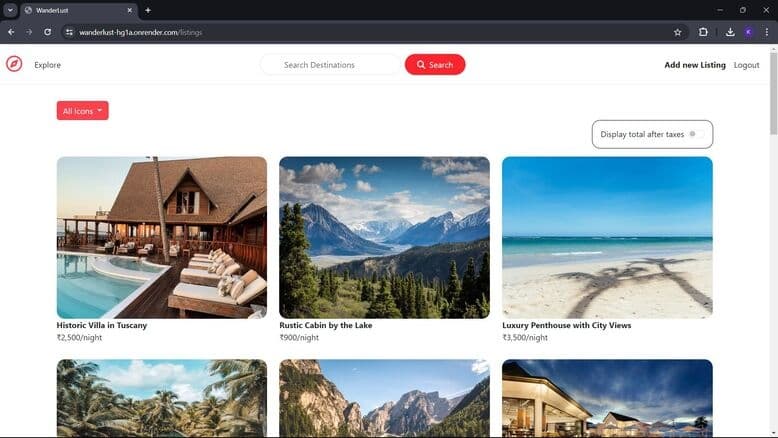Example website project screenshot