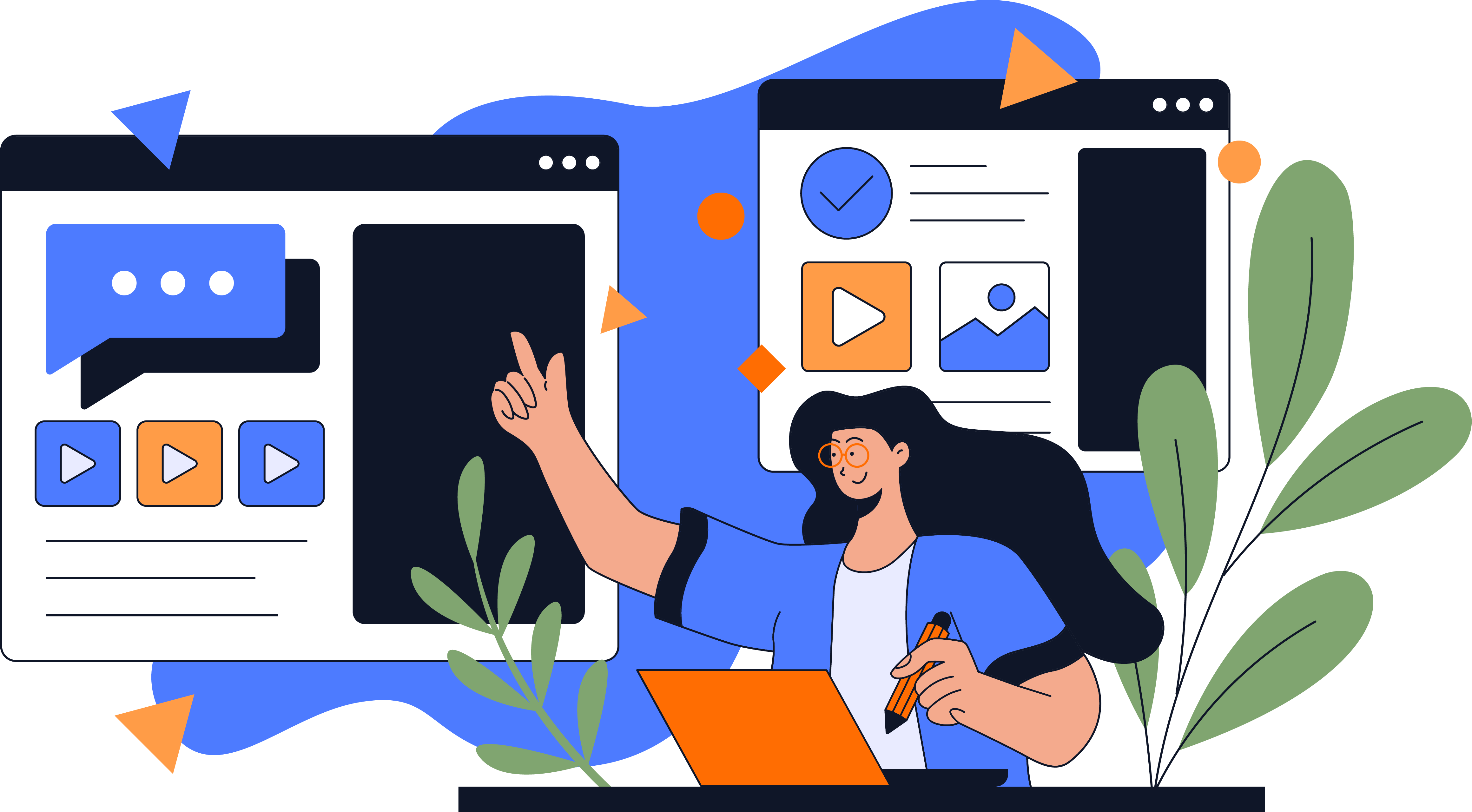 Graphical representation of design services, including UI/UX and web development
